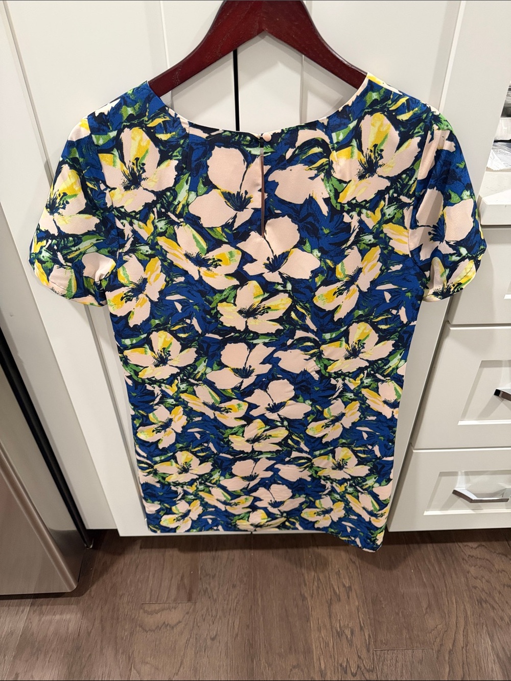 J. Crew Floral Short-Sleeve Tunic Dress in Blue, Pink, Yellow - Picture 4 of 4